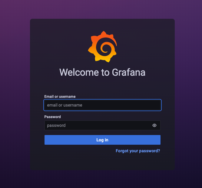 The Grafana login interface